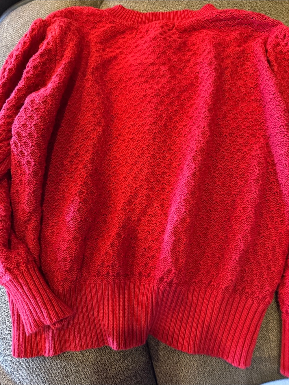 Red Knit Button-Up Sweater - Picture 3 of 3
